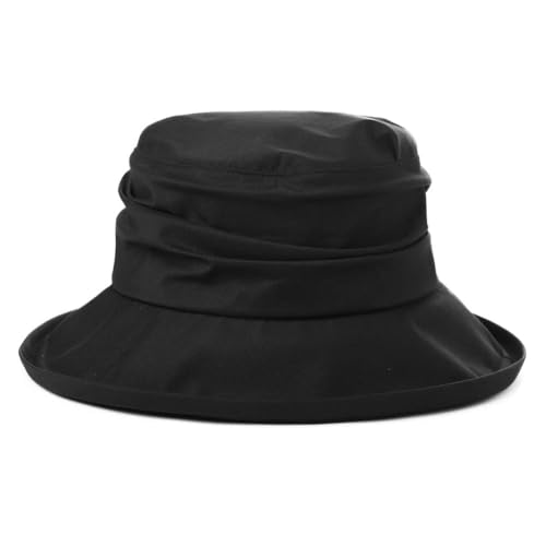 Comhats Rain Hat for Women Waterproof Wide Brim Sun Hats for Ladies SPF 50+ Summer Fishing Bucket Hats Beach Foldable Black Medium