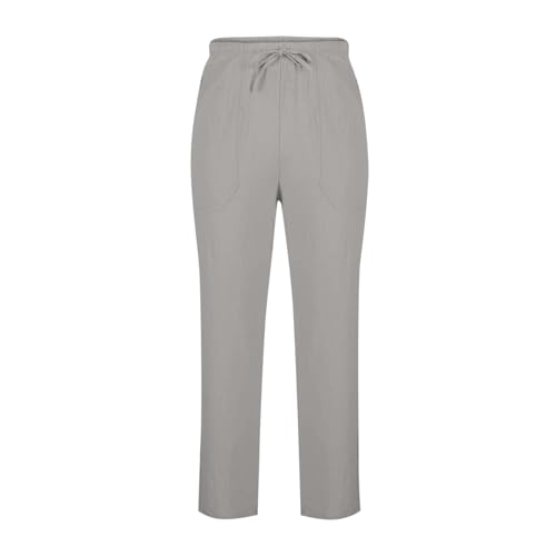 Cambkatl Men’s Straight Linen Pants Casual Elastic Waist Drawstring Lightweight Beach Vacation Trousers with Pockets4