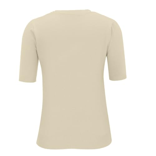 Womens Short Sleeve Sweater Ribbed Knitted Crew Neck Sweater Shirts - image 6