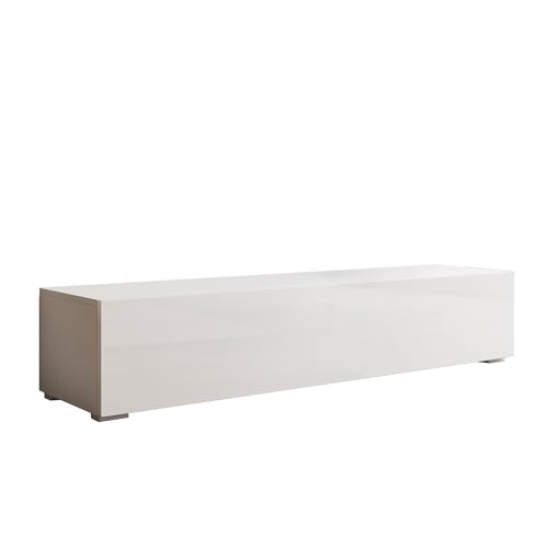 MB Muebles Bonitos, Meuble TV Nora H2 pour Salon Moderne, Meuble avec Pieds et 1 Porte 3 Compartiments, Couleur Blanc, 160x32x40 cm