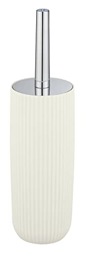 WENKO Agropoli toilet brush set, cream white, closed toilet brush holder made of high-quality plastic with sculptural design and textured surface, BPA-free, hygienic toilet brush, 10 x 36.5 cm