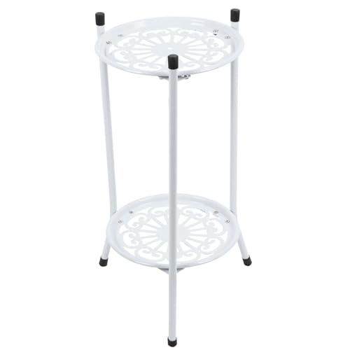 Tomvorks Metal Flower Pot Holder Display Shelf Garden Decor (White)