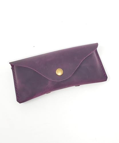 Image of Leather Eyeglass Case -Glasses Case - Sunglass Case - Genuine Leather Eyeglasses Case with Snap Closure
