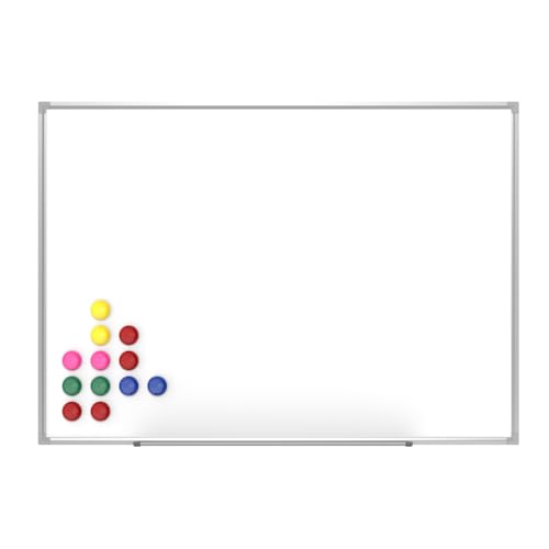 Wiltec Pizarra blanca magnética de pared 60 x 90 cm con 12 imanes para presentación oficina, exposición estudiantes, ideas
