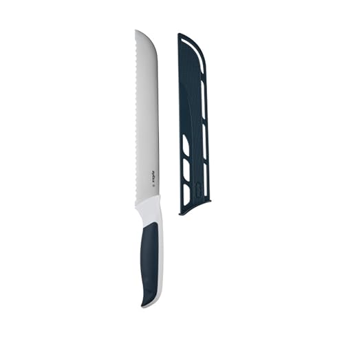 Zyliss Comfort Knife - Japanese Stainless Steel Blade - Non-Slip Contoured Handle for All Hand Sizes - Kitchen Tools with Safety Kitchen Blade Guard - Dishwasher Safe - 8' Serrated Bread Knife