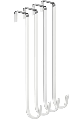 Single Long Over Door Steel Hooks 4 Pack Fit 1-3/8 Door 12 White