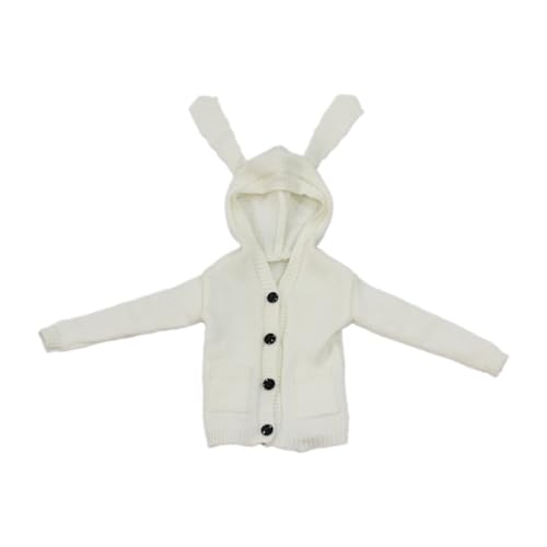 Oueneifs 1/4 BJD Clothes Knitted Hoodie Only(No Doll), Modern Casual Knitted Cardigan Doll Accessories (White)