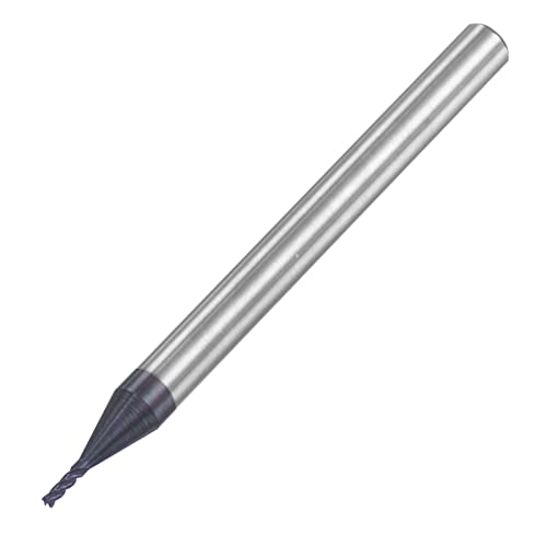 Image of uxcell Square Nose End Mill, 1mm Tip Dia Solid Carbide AlTiN Coated CNC Router Bits 4 Flute Spiral Milling Cutter HRC45 with 4mm Shank 50mm (2-inch) Length