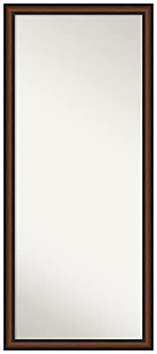 Amanti Art Non-Beveled Full Length Mirror (63.5 X 27.5 In.), Yale Walnut Frame - Floor Mirror, Wall Mirror - Brown #TOP7