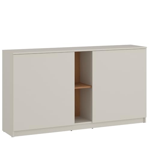 Lomadox Sideboard in Kaschmir mit Eiche 2 Türen 2 offene Fächer 3 Einlegeböden grifflos minimalistisch Wohnzimmer TV-Möbel Fernsehtisch B/H/T ca.150/84,8/40 cm