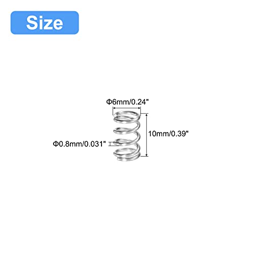 Image of uxcell 5Pcs Compression Spring 304 Stainless Steel 6mmOD,0.8mmWD,10mmFL