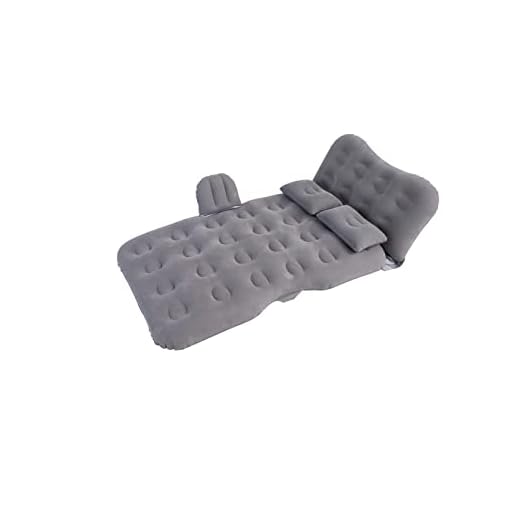 SAYGOGO Inflatable Car Air Mattress Travel Bed - Thickened Car Camping Bed Sleeping Pad with Electric Car Air Pump Flocking & PVC Surface Car Tent with 2 Pillows for SUV Sedan Pickup Back Seat (Gray)