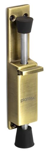 Plantex Kickdown Door Stopper Spring Loaded Telescopic Step On/Off Door Stopper Rubber, Adjustable Heavy Duty Door Locks Holder Stops/Release by Foot/Door Stop - (Brass Antique)