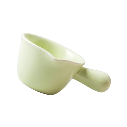 healvian 製ミルクポット 小型片手鍋 耐熱セラミックミニキャセ ガス火 電子レンジ対応 一人用スープ お粥鍋 グリーン