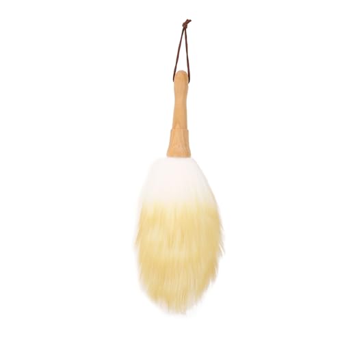 Pincel de limpieza Duster mango de madera multifuncional de lana de cordero plumero (mango corto)