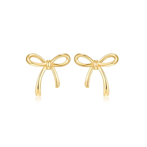 COORWEEL Bow Earrings for Women 20mm Simple Stud Earrings Holiday Bow Jewelry