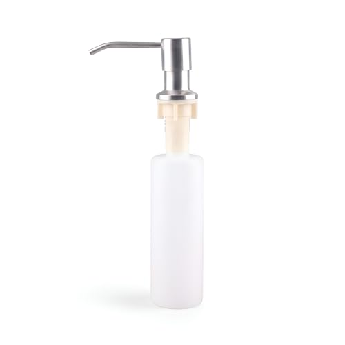 Image of amiciCare Kitchen Sink Soap Dispenser Top Refill Built-in Countertop S.S Steel Dispenser Pump with 360 Degree Rotating Head and 300ml Soap Bottle (Dispenser Pump with Bottle), Alloy Steel
