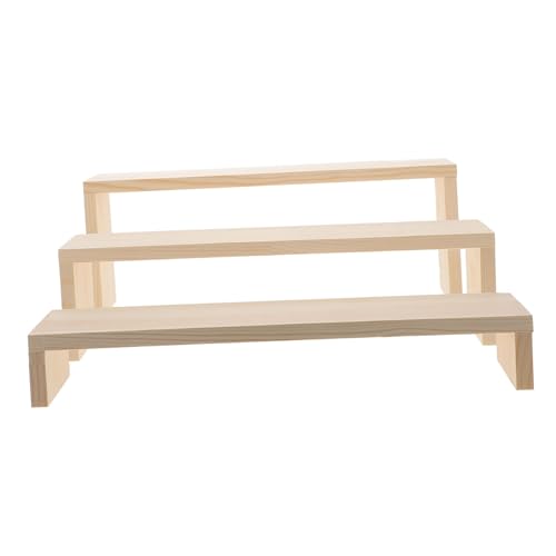 PartyKindom 3 piezas Soporte de Exhibición de Madera para Joyas Estante Escalonado Resistente y Elegante para Anillos y Pulseras Organizador Estable para Hogar y Tienda