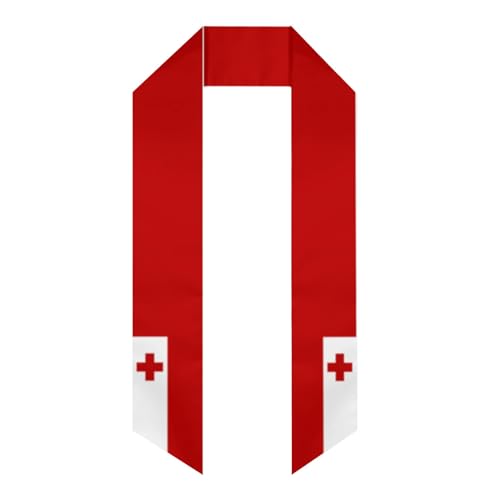 Generic Tonga Tongan Flag Graduation Stole, Gradution Sash Class of 2024, Satin Graduation Stole for Men Women, White 0