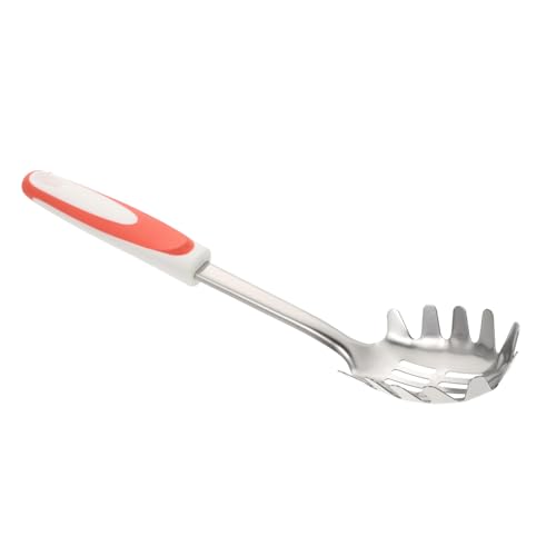 GALPADA Cuchara Colador de Pasta Acero Inoxidable con Mango para Cocina y Profesional Utensilio para Servir Espaguetis y Fideos Rojo