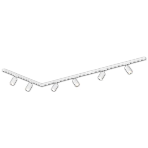 Briloner - Rail Rail System, Complete Set, 6X GU10 Adjustable spotlights, L-Shape, Ceiling Light Rail System, Spotlight Rail, Ceiling Light, Spotlight, 2.25 m, White