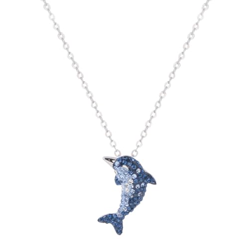 SIXDUTON Halskette Damen Kette Delfin, Zirkonia Delphin 925 Sterling Silber Anhänger Frauen, Hypoallergene Schmuck Jahrestag Geburtstag Geschenke für Mädchen Frau Freundin Mama