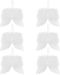 White Feather Hanging Wings  5pcs, 16cm x 14cm Christmas Tree Decoration, Hanging Christmas Pendant, Xmas Ornaments, Weddings Christenings, Craft, Decorations