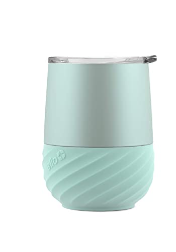 Ello Clink Vacuum Insulated Stainless Steel Tumbler - Wine Glass With Silicone Protection Coaster, 12Oz, Yucca #TOP3