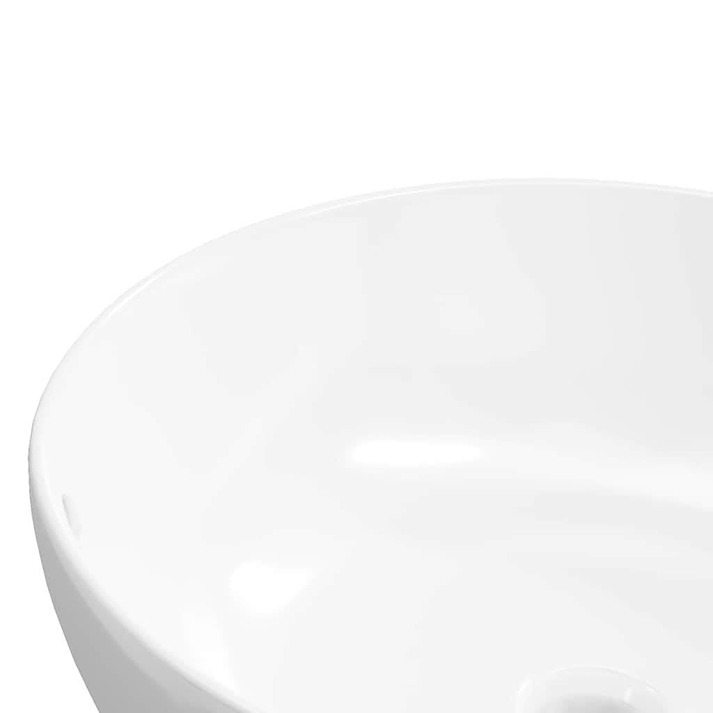 Lavabo redondo de cerámica blanca de 44 x 17 cm, con rebosadero, para cuarto de baño, huéspedes, inodoro, sanitario, lavabo, lavabo, montaje, renovación