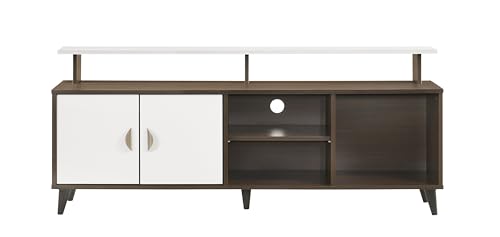 Image of DeckUp Capella Engineered Wood TV Unit (Walnut & White, Matte Finish)