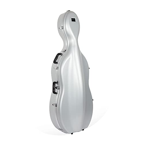 image for Crossrock 4/4 and 3/4 Size ABS Molded Cello Case with Wheels in Silver