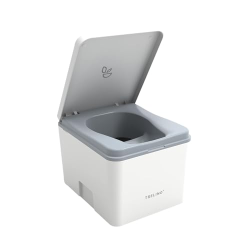 TRELINO Composting Toilet Evo S White, Portable Toilet for Camping & Outdoor, Odorless, 1.2 gal & 1.6 gal Capacity, 13 x 15.4 x 11.7 inches
