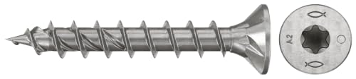 fischer Spanplattenschraube PowerFast II CTF 5,0 x 30 A2 200, Senkkopf, Innenstern-TX-Aufnahme, Vollgewinde, Edelstahl A2… – Ansicht 1