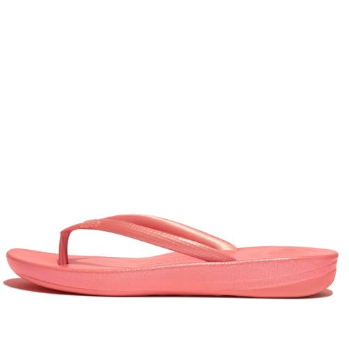Image of FitFlop Womens iQushion Rubber Flip-Flops with Contoured Footbed for Walking, Lightweight Ergonomic Flip Flop Sandals with Arch Support and Foot Impact Pillows