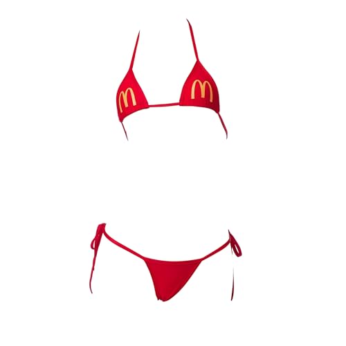SINGUYUN Womens Micro Bikini Kawaiii Anime Cosplay Lingerie set Tiny Bra Thong Panty Bottom Extreme Swimwear Cute (C2076Red One size)