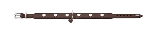 Hunter Hundehalsband Love, Farbe: braun/schwarz, weiches, Robustes Rindsleder, einzeln eingenähte Herzen, handgefertigt, hoher, besonders anschmiegsam, Made in Germany, Größe 32