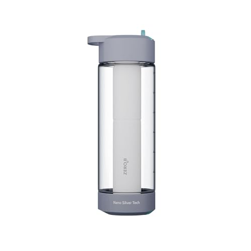 Image of Zero B H2Ohh Portable Water Filter Bottle - 600ml | Removes 99.9% Bacteria & Viruses | Durable TRITAN Material | Instant Purification | Eco-Friendly Travel & Fitness Bottle (GREY)