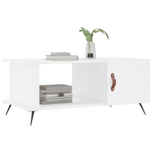 Table d'appoint élégante blanche et pieds en fer au design épuré