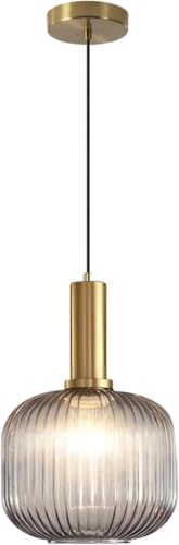 Image of CORAL TREE Smoke Glass Pendant Light Antique Brass for Bedroom, Kitchen, Dining, Garden, Cafe,Hotel