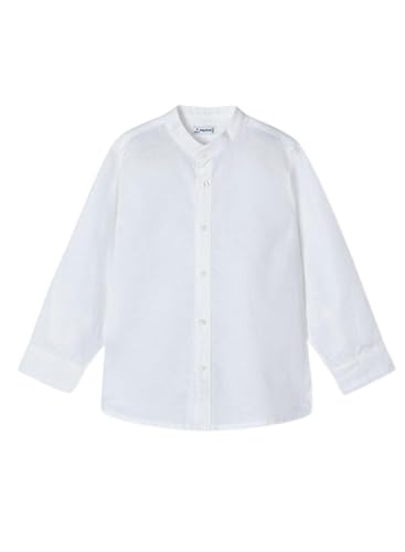 Chemise col Mao en lin blanc Mayoral pour les cérémonies de votre garçon