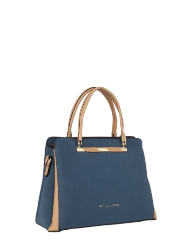 Sacoche en cuir bleu pour femme taille M avec intérieur compartimenté