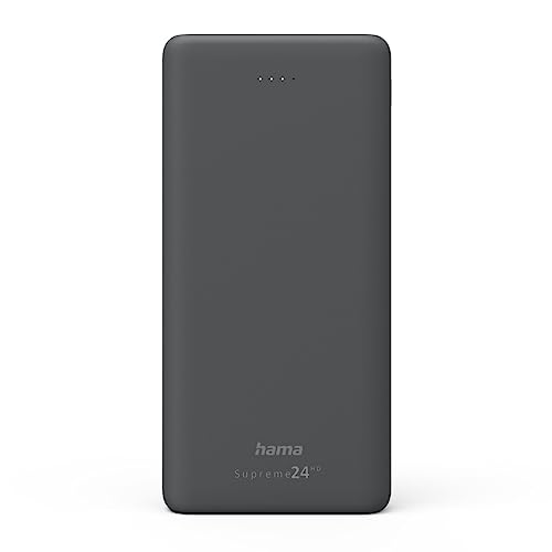 Hama Powerbank Supreme 24000mAh (batería externa con 1 x USB C + 2 x USB A, certificado Power Pack, batería para teléfono móvil, tableta, altavoz Bluetooth, etc., cargador portátil pequeño y potente),