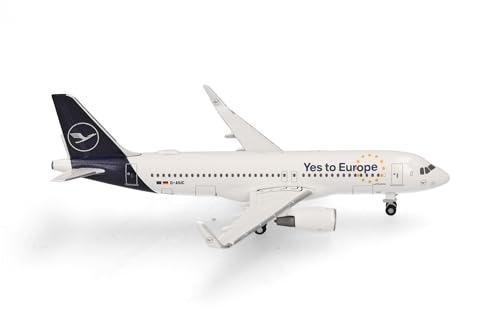 herpa avión en Miniatura Lufthansa Airbus A320 Yes to Europe, Escala 1:500, artículo de colección, Modelo sin Base, Metal