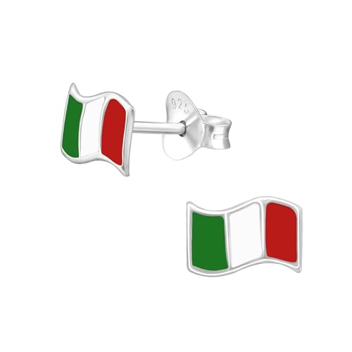 Monkimau Boucles d'oreilles pour enfants Italie, argent 925, bijoux pour filles, hypoallergéniques et sans nickel, idée cadeau