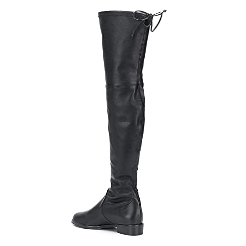 YDN Women Sexy Closed Toe Over The Knee Boots Lace Up Thigh High Low Heel Dress Flat Long Booties Size 4-15 US3