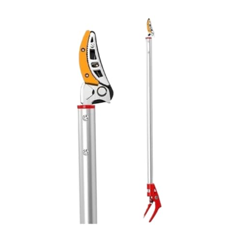 Fiozwea剪定鋏は3段伸縮式で、軽量かつ耐久性に優れています。アルミ合金SK5のカーボンブレードを備え、果樹園での果物の収穫や高所での枝の剪定に最適です。 (1セクション1/0M,2点セット)