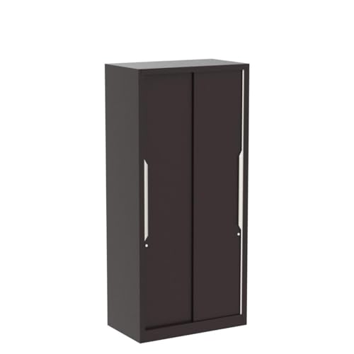 Image of Interio by Godrej Almirah Slide N Store Compact Plus 2-Door Steel Sliding Wardrobe for Clothes (Textured Shell Wine Red), 1-Year Warranty, 7 Shelves, 1 Drawer