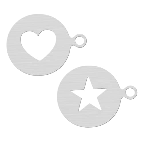 TOYANDONA Plantillas para Café de Acero Inoxidable 2 Piezas Corazón y Estrella para Decorar Capuchino y Latte Reutilizables y Fáciles de Usar Ideales para Espuma de Leche y Arte Leche