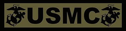 Green USMC Tab Shaped Sticker (USMC Vinyl Decal (1.5 x 6 inch) Officially Licensed by The U.S. Marine Corps
