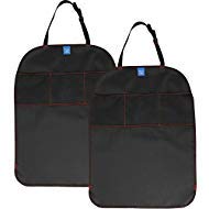 Funbliss Car Back Seat Protector, Waterproof Seat Back Cover Organizer Auto Kick Mats with 3 Large Pocket Storage, Auto and Child Safety Seat Accessories(2 Pack)